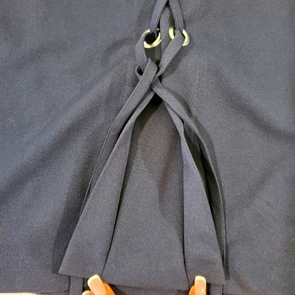 SOHO Apparel - Navy Blue Skirt with Silver Grommet & Ties - Picture 4 of 10